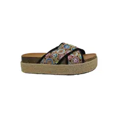 HERIEL - Sandalia Negra Flores Mujer
