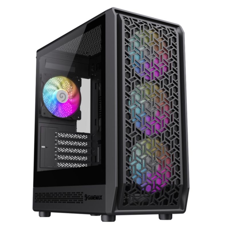GAMEMAX - Gabinete - Gamemax Forge COC BK - SFuente - mATX - RGB - Negro
