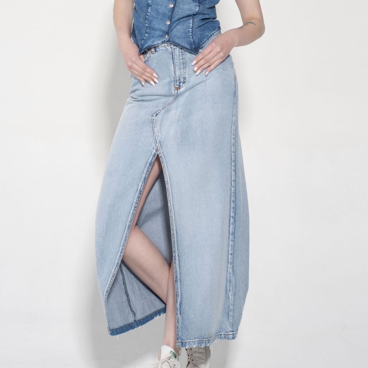 MOMCHIC - Falda Larga Sofia Celeste