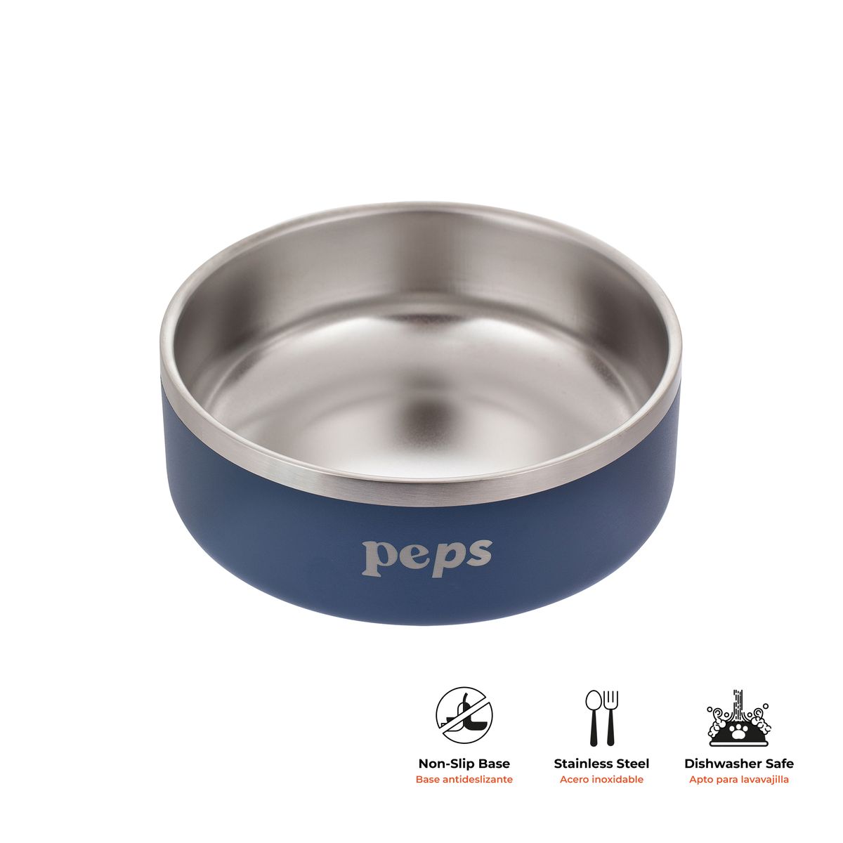 PEPS WE LOVE BEST FRIENDS - PLATO ACERO INOXIDABLE ANTIDESLIZANTE AZUL PEPS