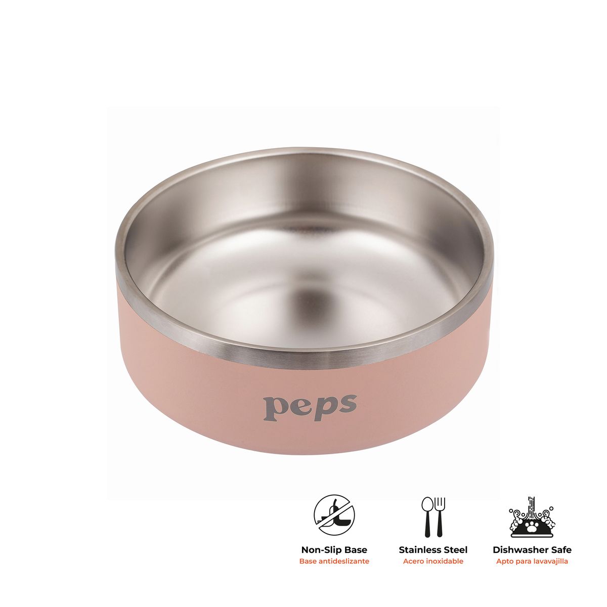 PEPS WE LOVE BEST FRIENDS - PLATO ACERO INOXIDABLE ANTIDESLIZANTE BLUSH PEPS