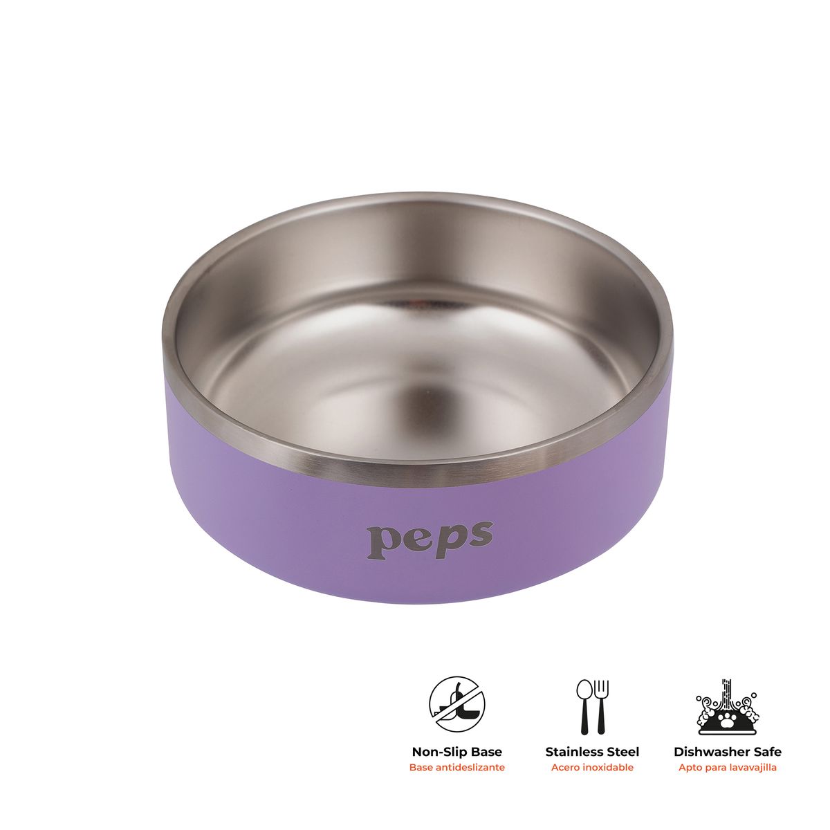 PEPS WE LOVE BEST FRIENDS - PLATO ACERO INOXIDABLE ANTIDESLIZANTE PURPURA PEPS