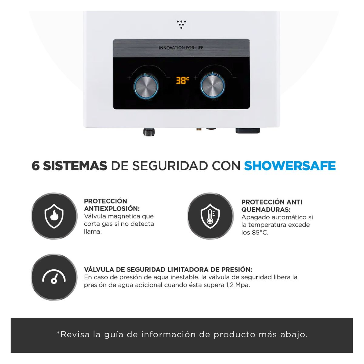 MIDEA - Calefont 7 Litros Tiro Natural Gas Licuado Midea