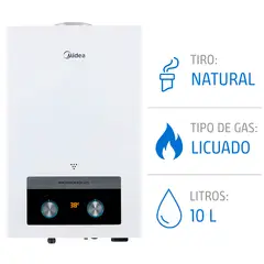 MIDEA - Calefont 10 Litros Tiro Natural Gas Licuado
