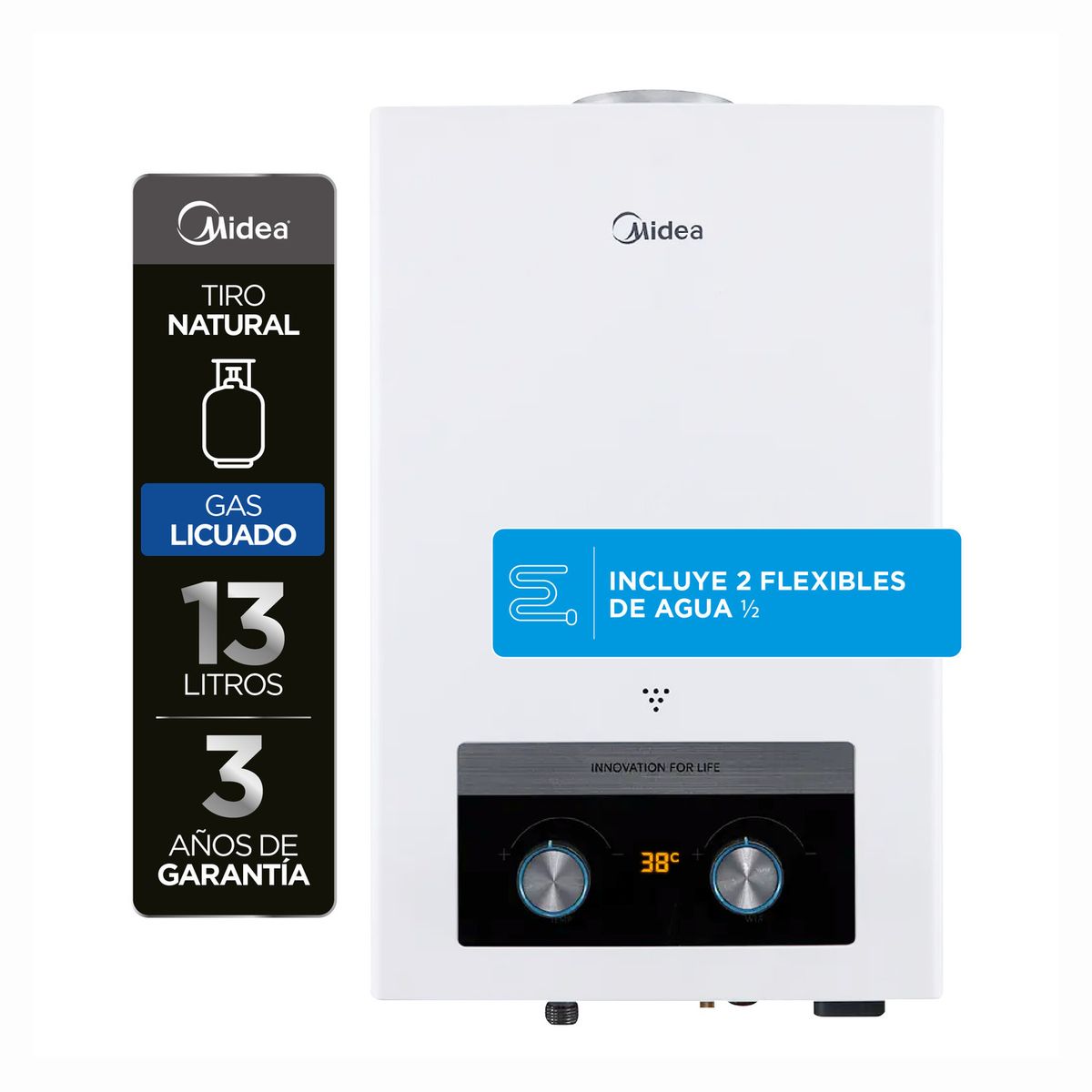 MIDEA - Calefont 13 Litros Tiro Natural Gas Licuado Midea