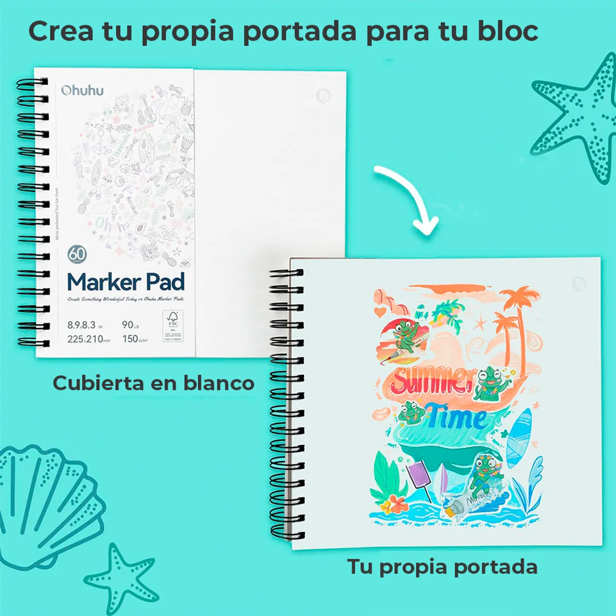 OHUHU - OHUHU BLOCK MARCADORES ANILLADO ESPIRAL(22.5X21 60HJS 150g)