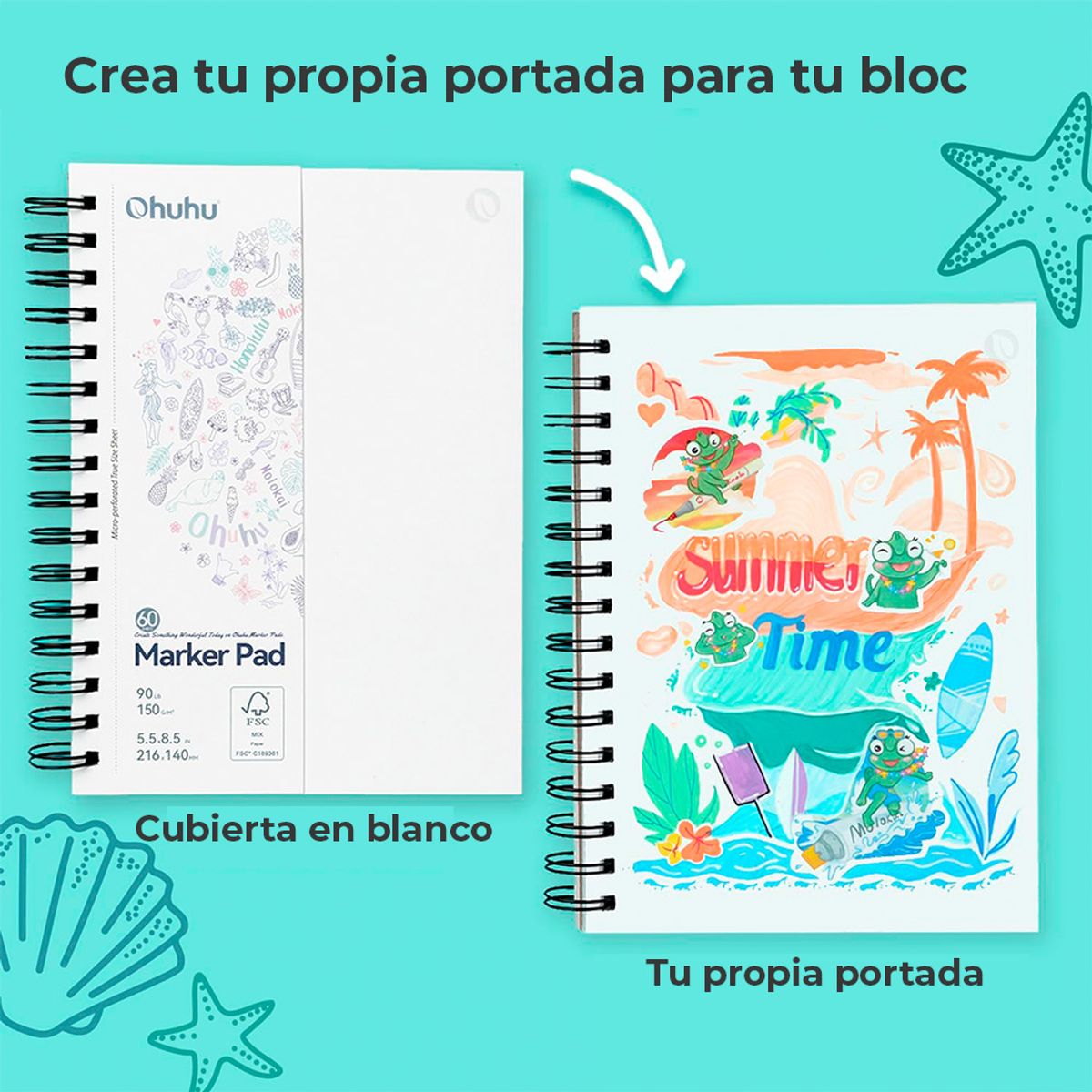 OHUHU - Ohuhu Block Doble Cara (21,6x14cm,60hojas,150g) AntiSangrado