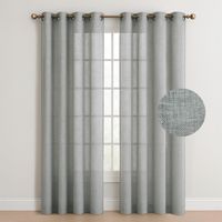 Cortina Visillo Velo 2 Paños 140x220cm Textura Lino - Gris