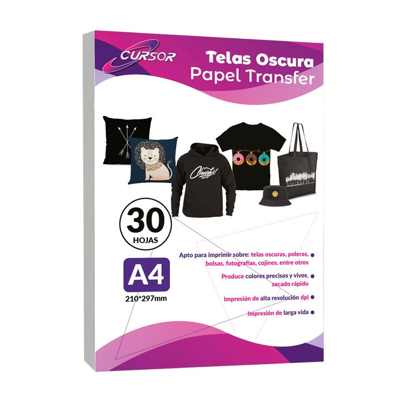 CURSOR - Papel Transfer Premium Telas Oscuras 30hojas Envio Inc.