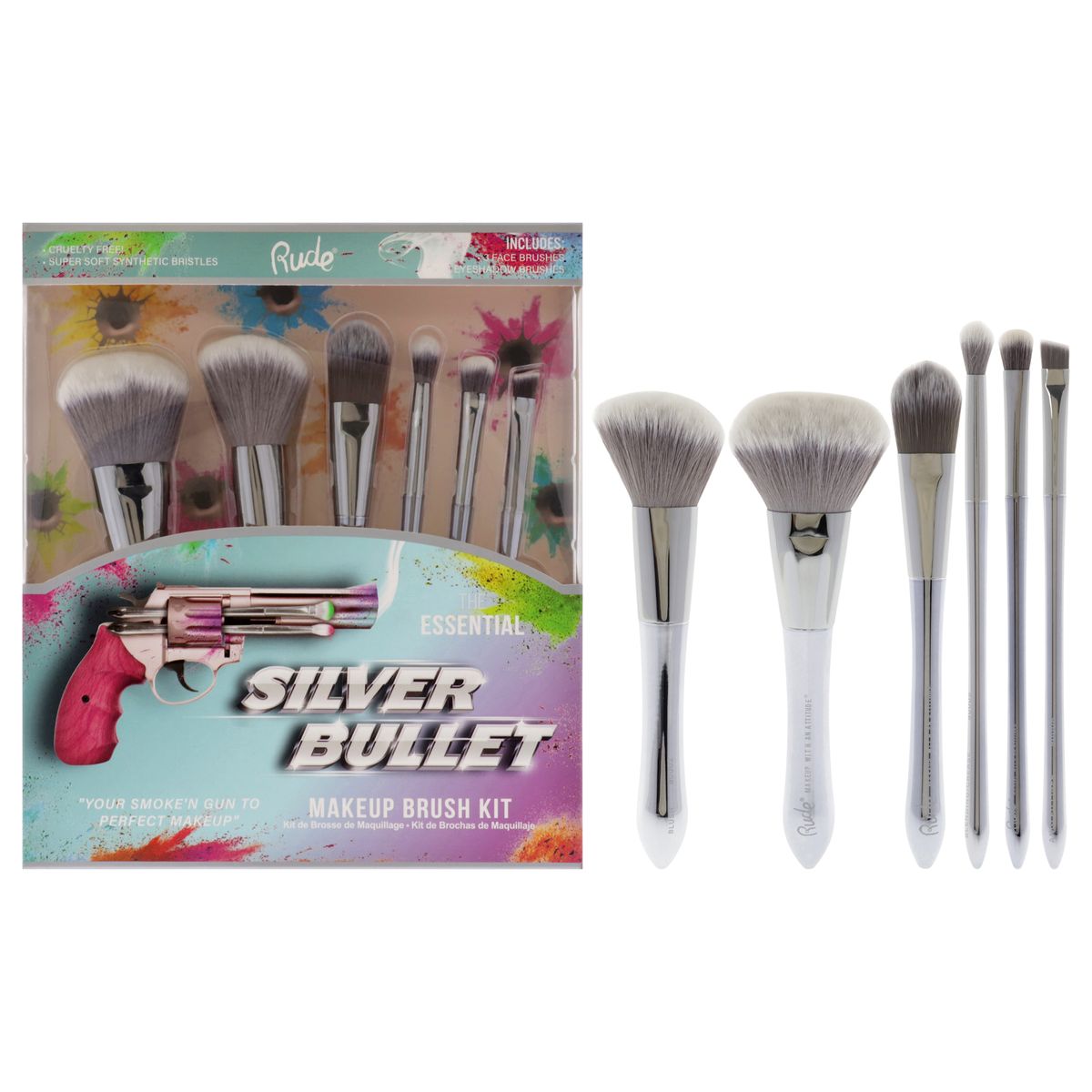 RUDE COSMETICS - Set de 6 Brochas de Maquillaje Silver Bullet Rude Cosmetics