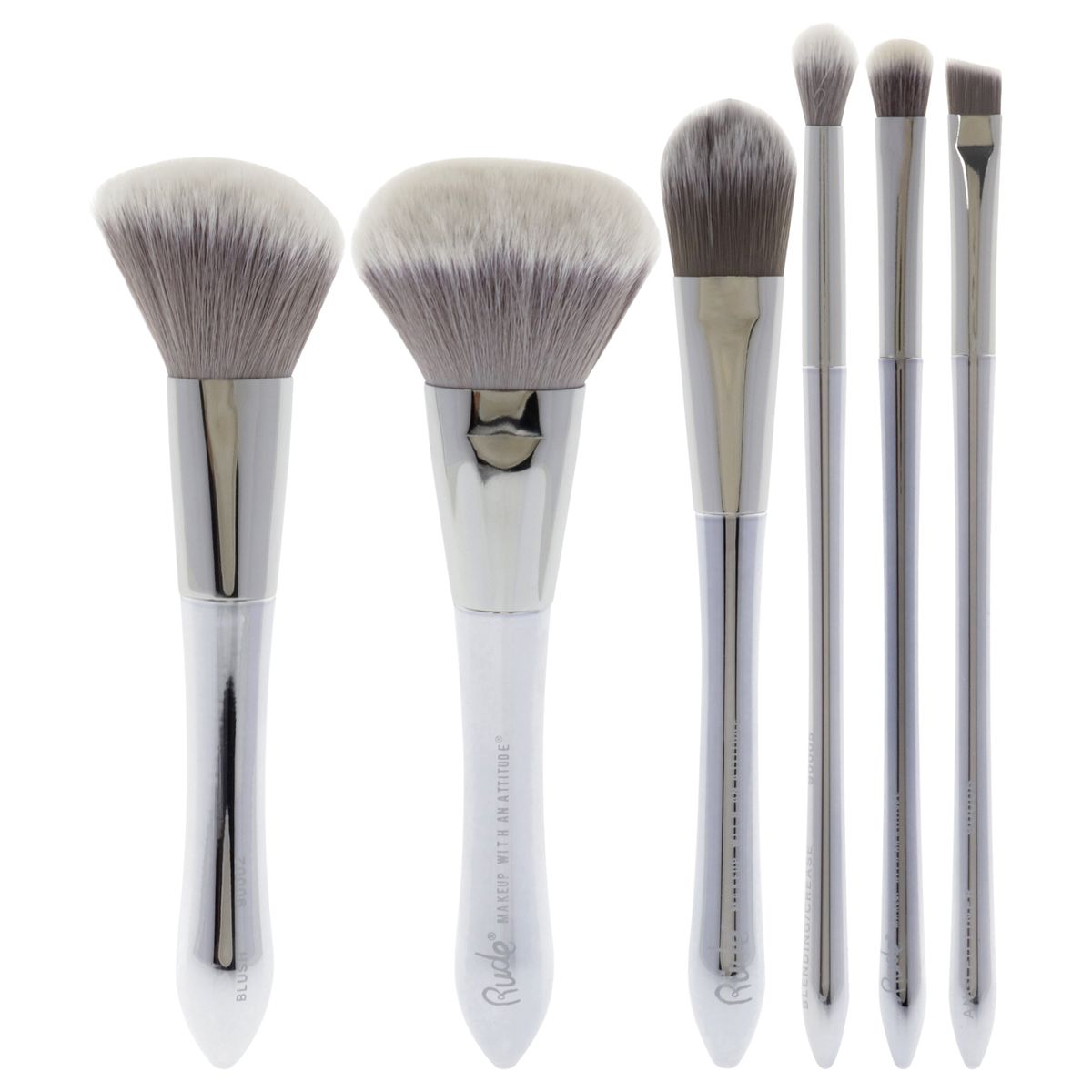 RUDE COSMETICS - Set de 6 Brochas de Maquillaje Silver Bullet Rude Cosmetics