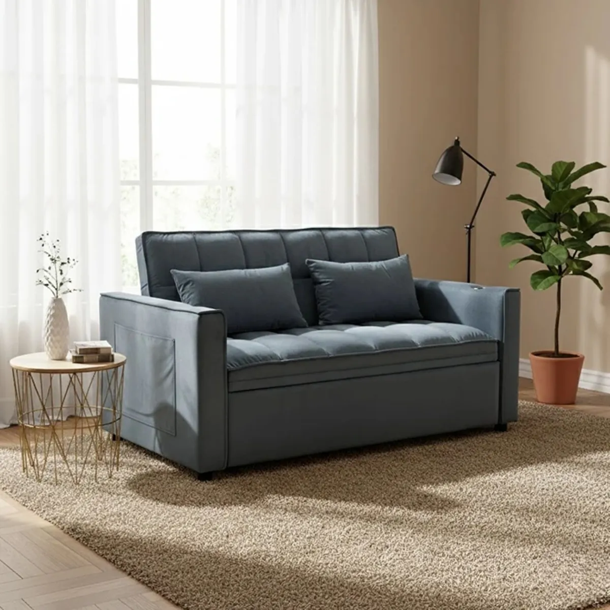 DANIELS - Sofá Cama 2 Cuerpos Moderno Dallas Gris