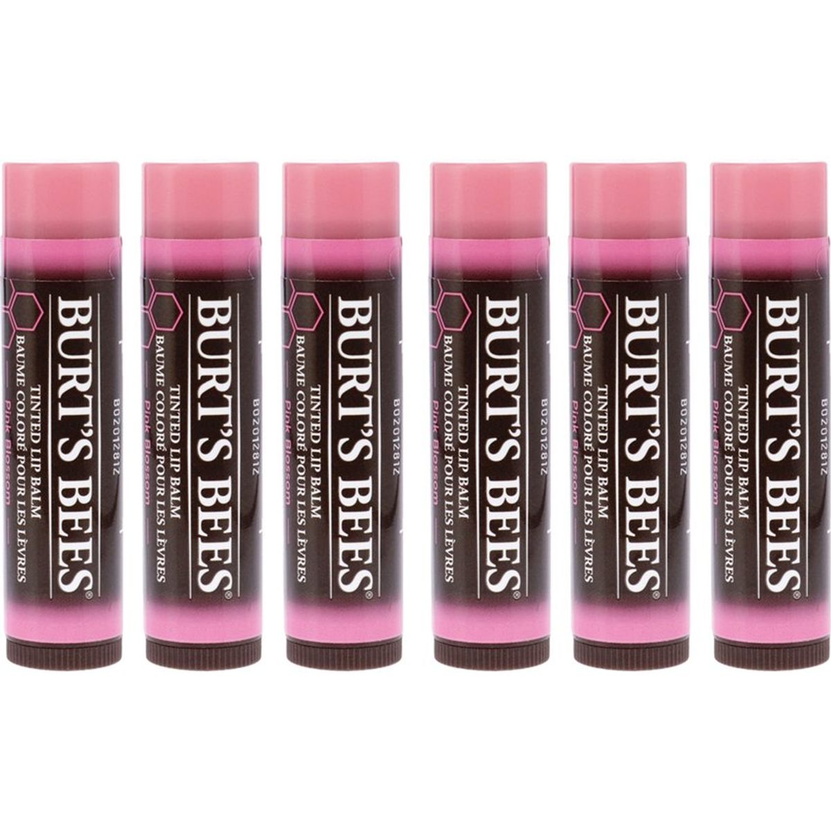 BURTS BEES - Labial con color-pink blossom-pack de 6-burts bees-0.15oz.
