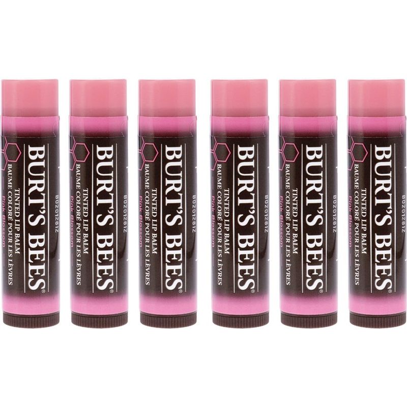 BURTS BEES - Labial con color-pink blossom-pack de 6-burts bees-0.15oz.