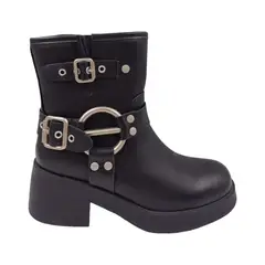 HERIEL - Bota Negra Plataforma Mujer.