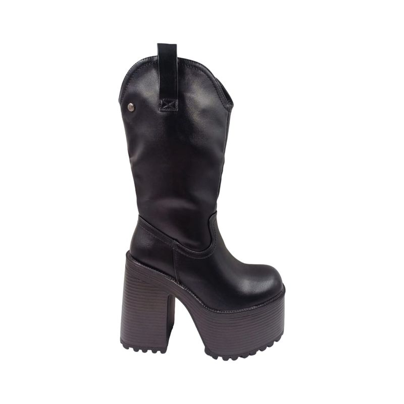 HERIEL - Bota Negra Plataforma Mujer