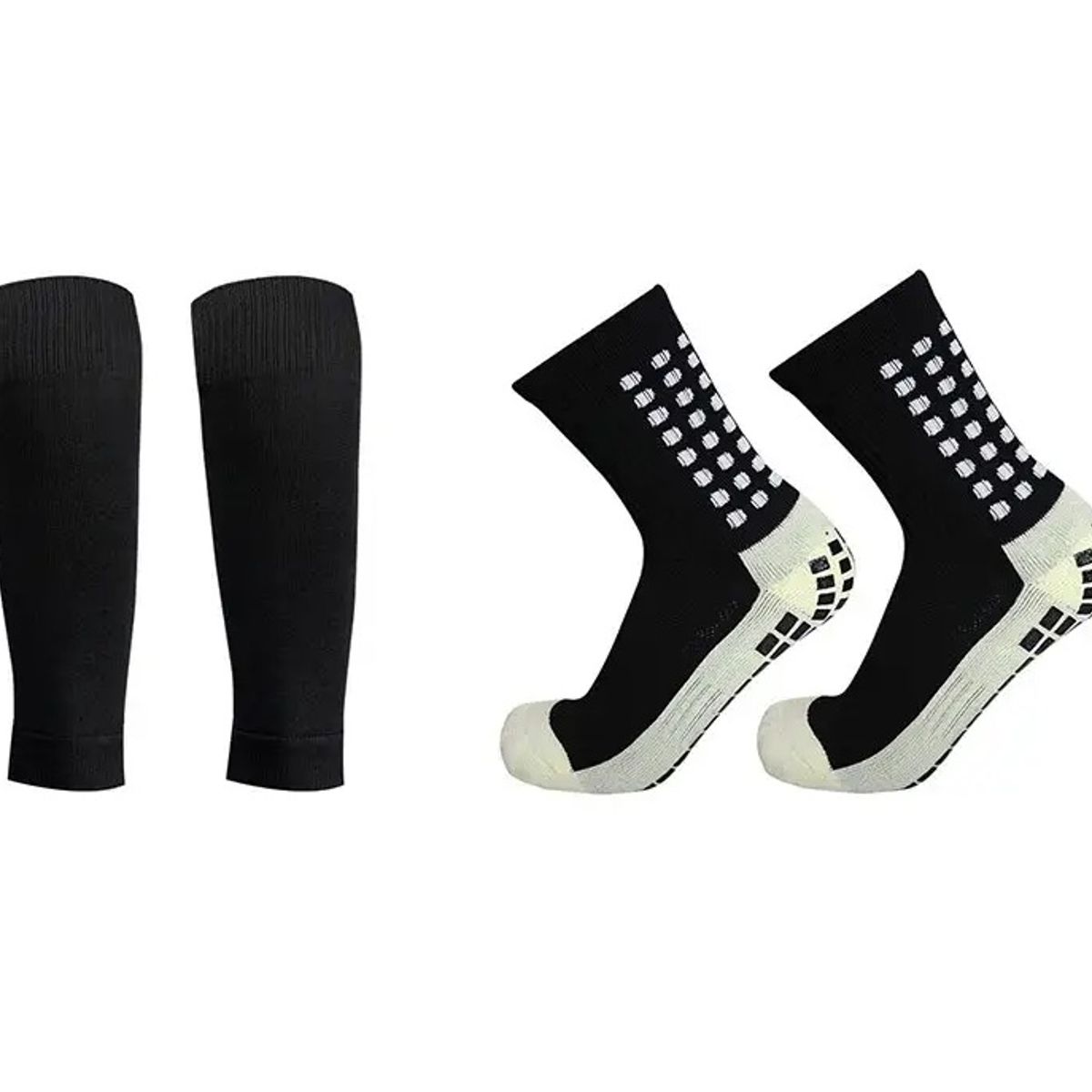 GENERICO - Medias Calcetas Futbol Antideslizante Set 2 + Pantorrillera - Negro Allinx