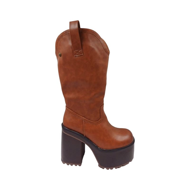 HERIEL - Bota Camel Plataforma Mujer.