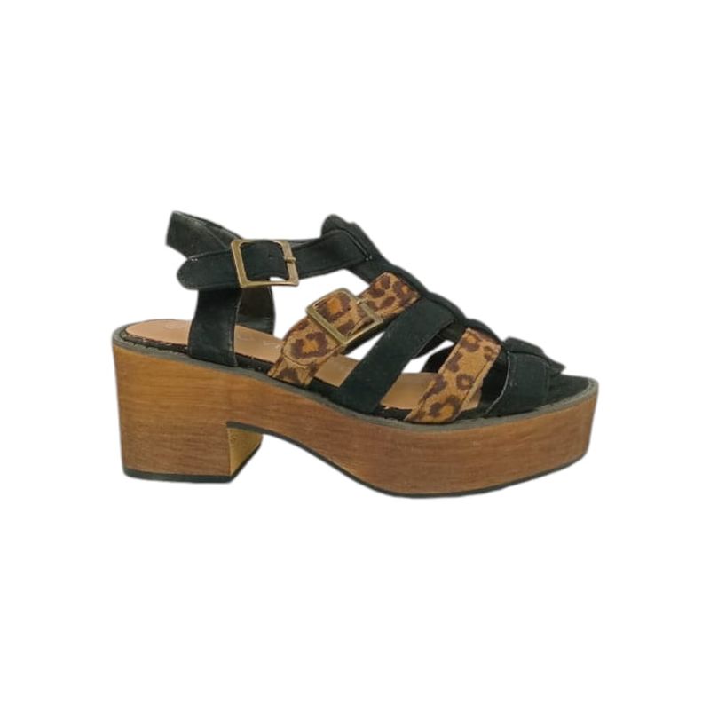 HERIEL - Sandalia Negra Print Plataforma