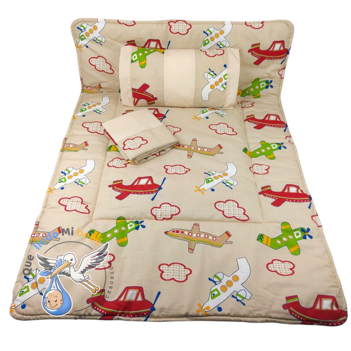 GENERICO - Set para Cuna Colecho Beige Aviones