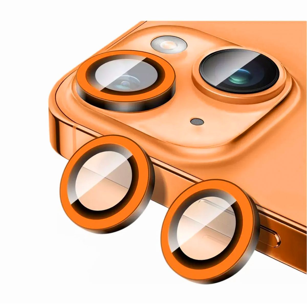 JOIGO - Protector de Lentes de Camara Para iPhone 13 / 13 Mini Fluor Rojo