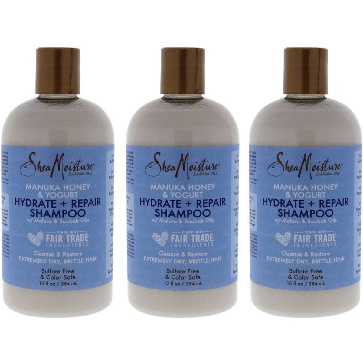 SHEA MOISTURE - Manuka honey shampoo- pack of 3-shea moisture-13oz.