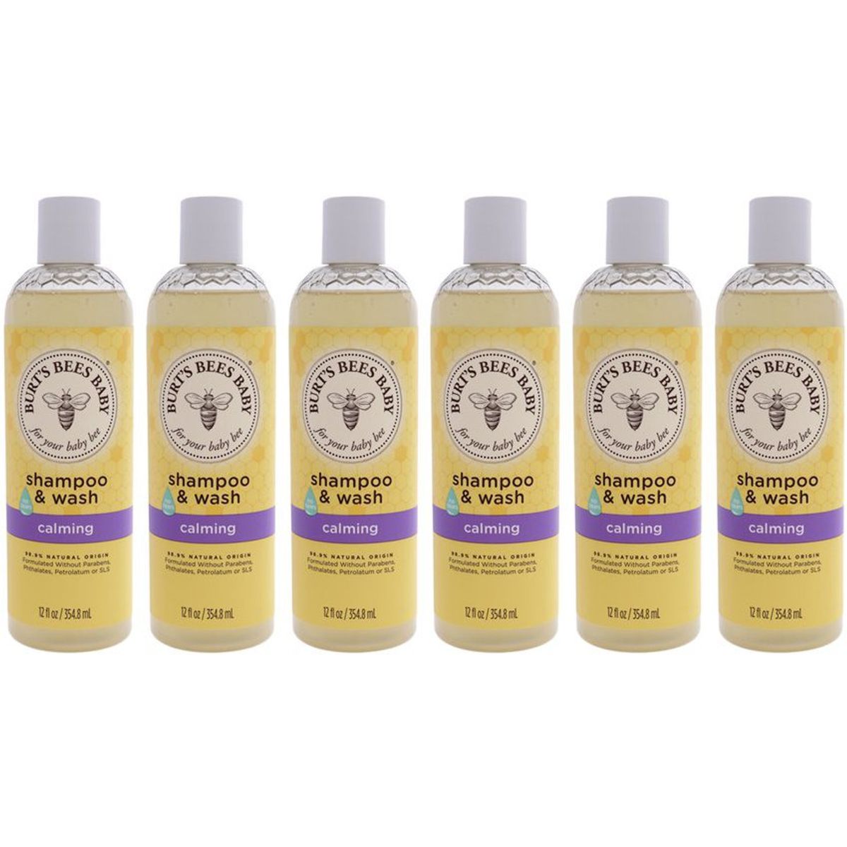 BURTS BEES - Pack de 6 Baby Shampoo y Lavado Calmante Burts Bees.