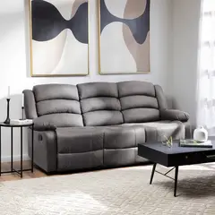 DANIELS - Sofá 3 Cuerpos Reclinable Moderno Gris New Praga 8041SFFGR