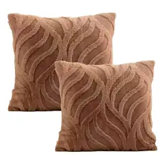 ALTERNATIVE - Pack 2 Funda 45x45cm Café Aterciopelada con Diseño Relieve-449