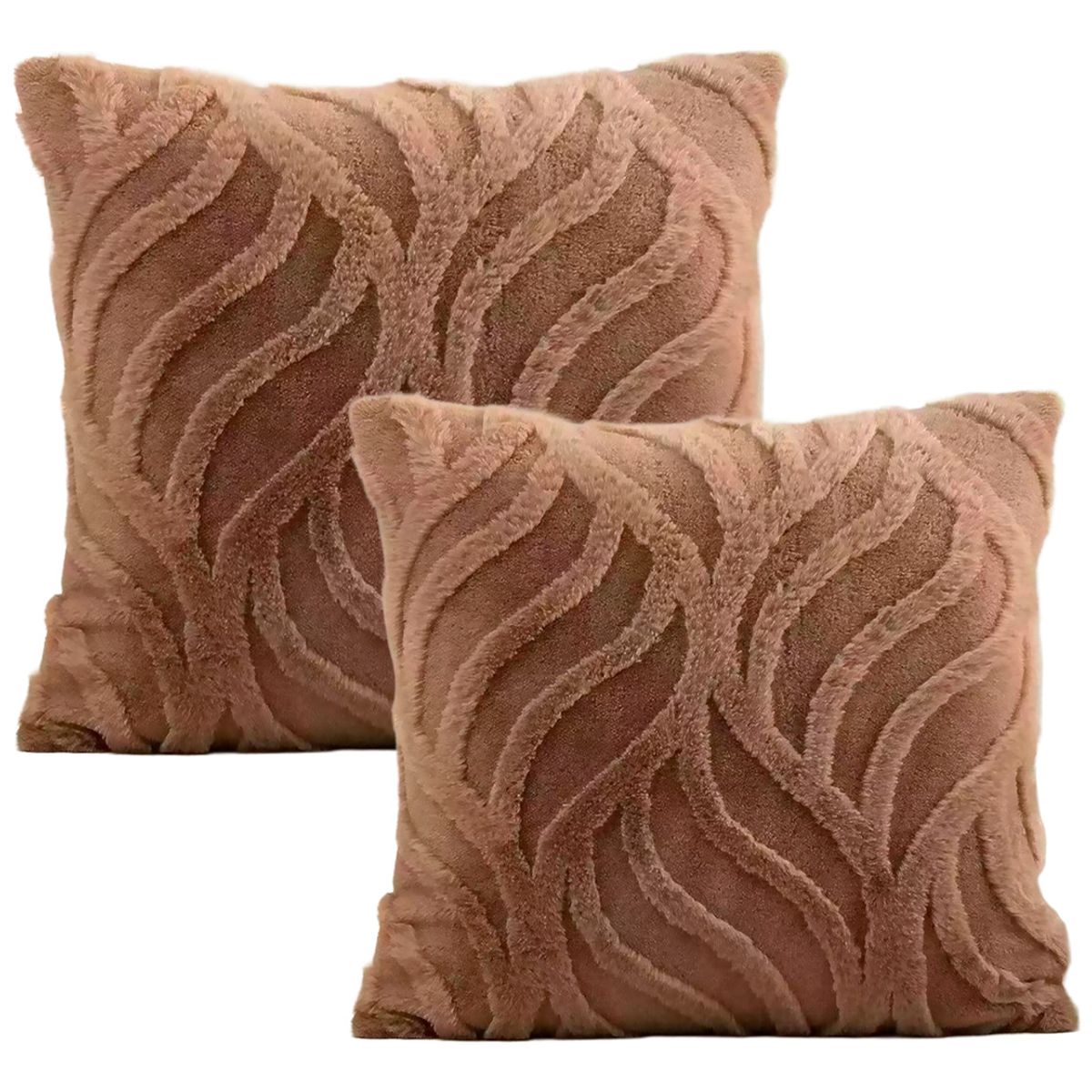 ALTERNATIVE - Pack 2 Funda 45x45cm Café Aterciopelada con Diseño Relieve-449