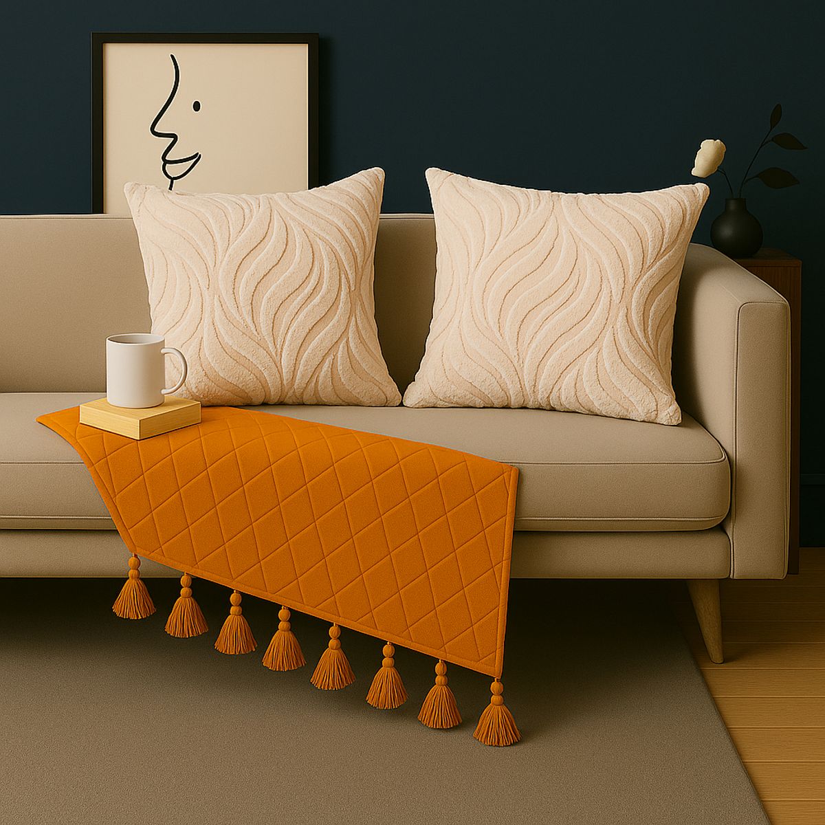 ALTERNATIVE - Pack 2 Funda Decorativa 45x45cm-Beige Textura Aterciopelada- 644.