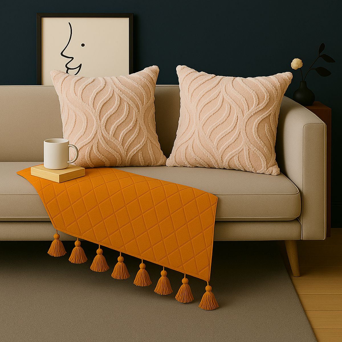 ALTERNATIVE - Pack 2 Funda Decorativa 45x45cm-Beige Textura Aterciopelada- 644.