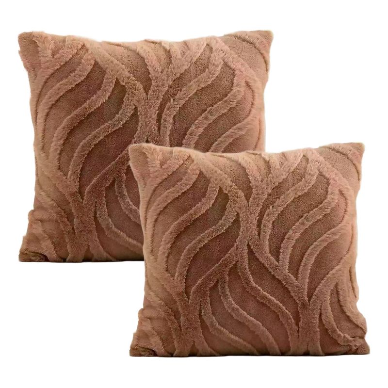 ALTERNATIVE - Pack 2 Funda 45x45cm Café Aterciopelada con Diseño Relieve-449.