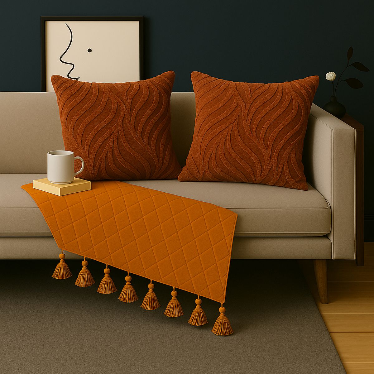 ALTERNATIVE - Pack 2 Funda Decorativa 45x45cm Textura Aterciopelada Café-449