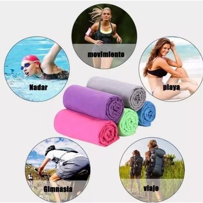 Imagen 2 del producto Set de 3 Toallas Baño Viaje Microfibra Secado Rápido Morada Purple, Allinx