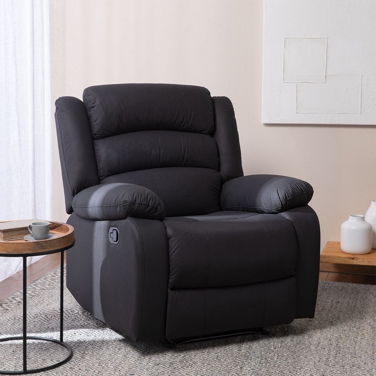 DANIELS - Berger 1 Cuerpo Reclinable Moderno Negro New Praga 8041RFFBK