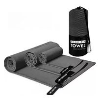 Set de 3 Toallas Baño Viaje Microfibra Secado Rápido Gris Gray, Allinx