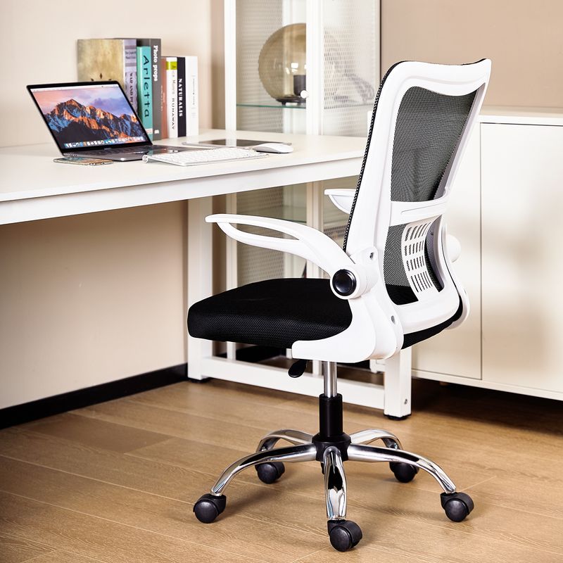 DELI - Silla De Oficina Ergonómica Reposabrazos Ajustables Negro