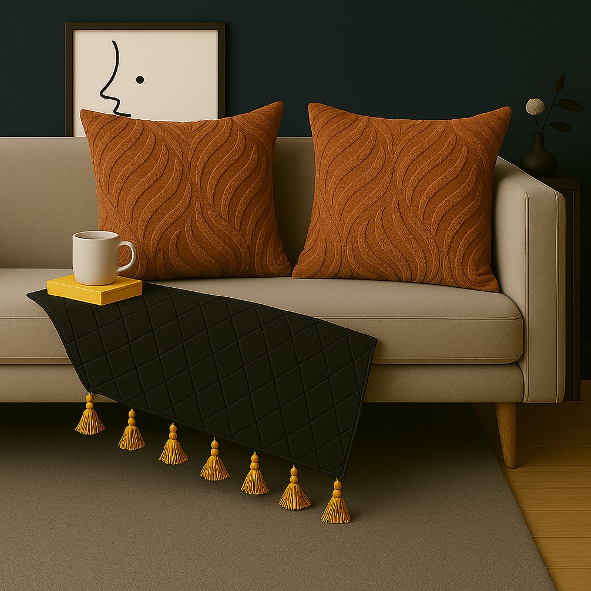 ALTERNATIVE - Pack 2 Fundas Cojin Café Textura Aterciopelada Relieve 449