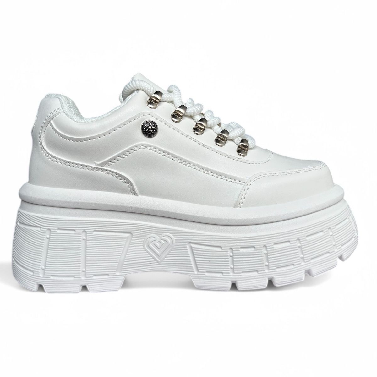 BOTELI - Zapatillas Blancas  para Dama con Plataforma Corazón 5cm