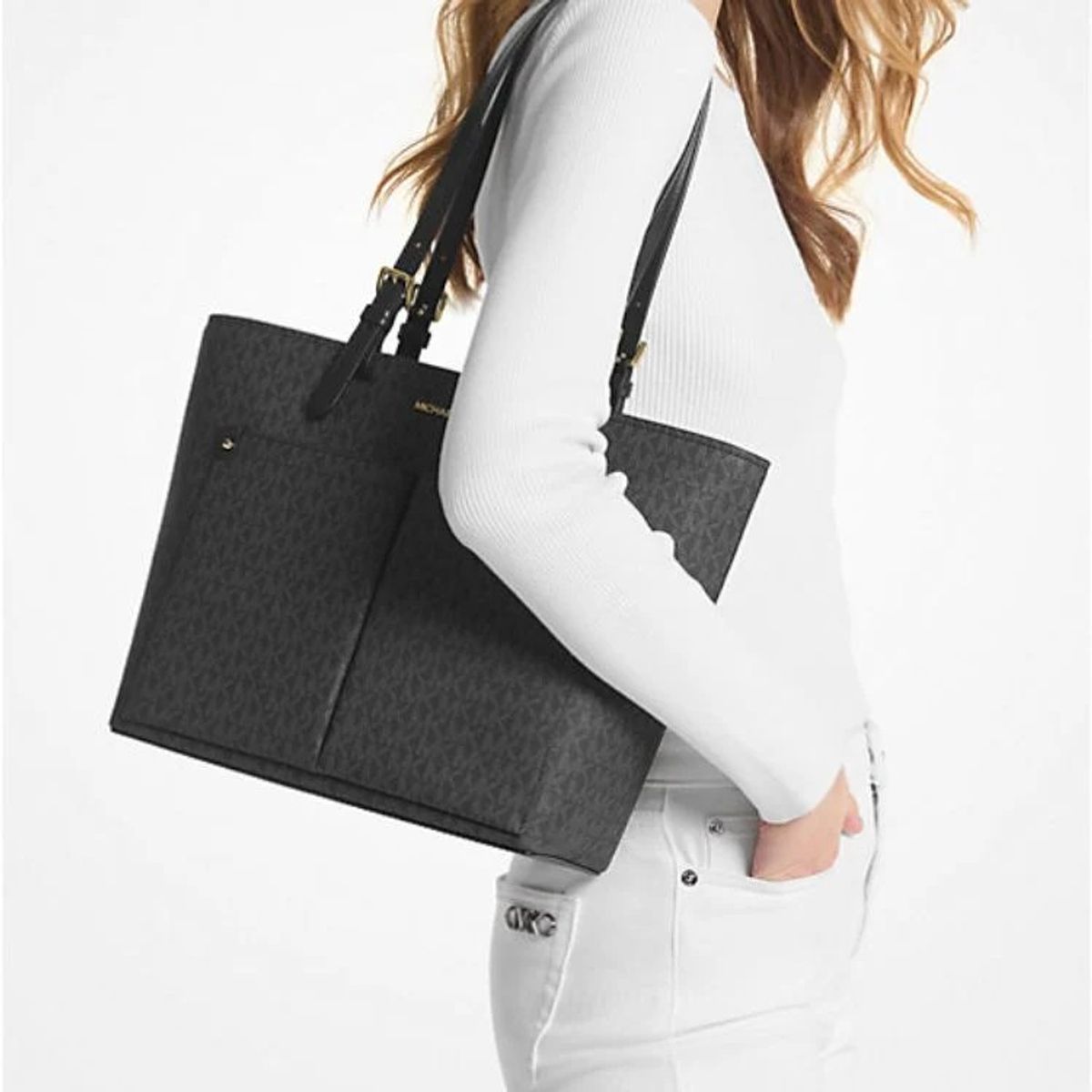 MICHAEL KORS - Cartera Michael Kors Jet set travel pocket tote monograma Negro