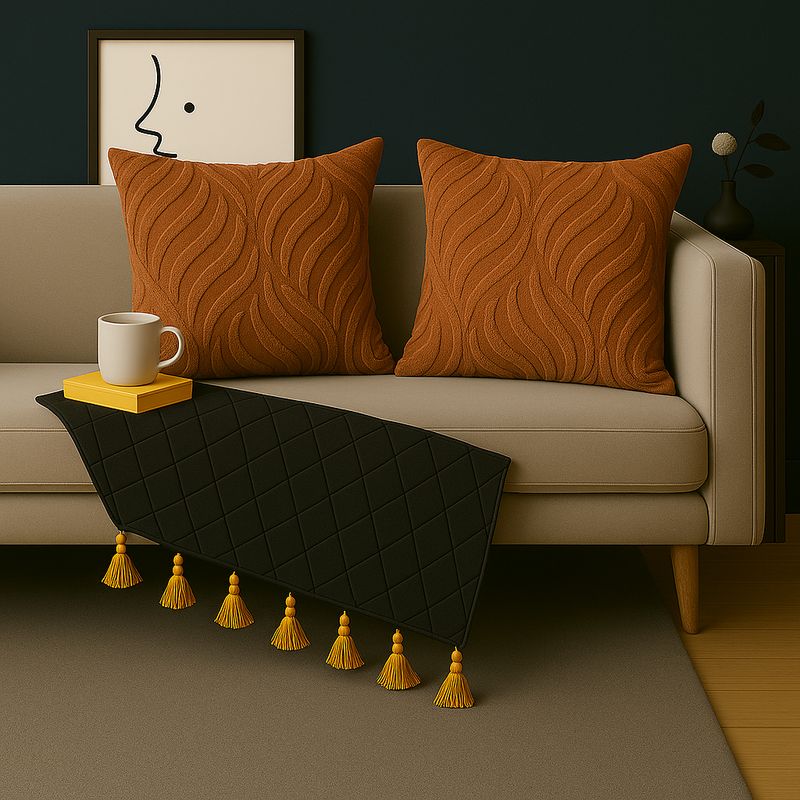 ALTERNATIVE - Pack 2 Fundas Cojin Café Textura Aterciopelada Relieve 449.