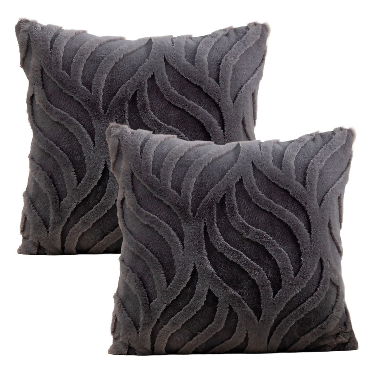 ALTERNATIVE - Pack 2 Fundas Cojín Relieve Gris Aterciopelada 45x45cm- 444.