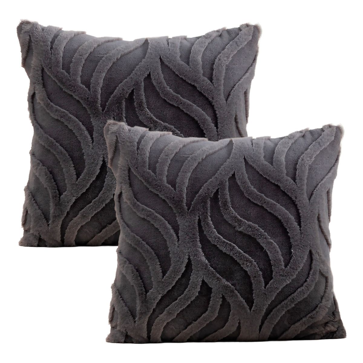 ALTERNATIVE - Pack 2 Fundas Cojín Relieve Gris Aterciopelada 45x45cm- 444.