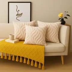 ALTERNATIVE - Pack 3 Funda Decorativa 45x45cm-Beige Textura Aterciopelada- 644