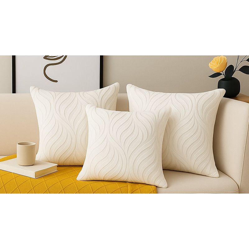 ALTERNATIVE - Pack 3 Funda Cojín Blanca-45x45cm Aterciopelada de Lujo-244