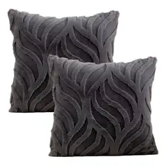 ALTERNATIVE - Pack 2 Fundas Cojín Relieve Gris Aterciopelada 45x45cm- 444