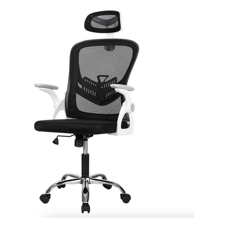 DELI - Silla De Oficina Ergonómica Blanca Con Base Metalico