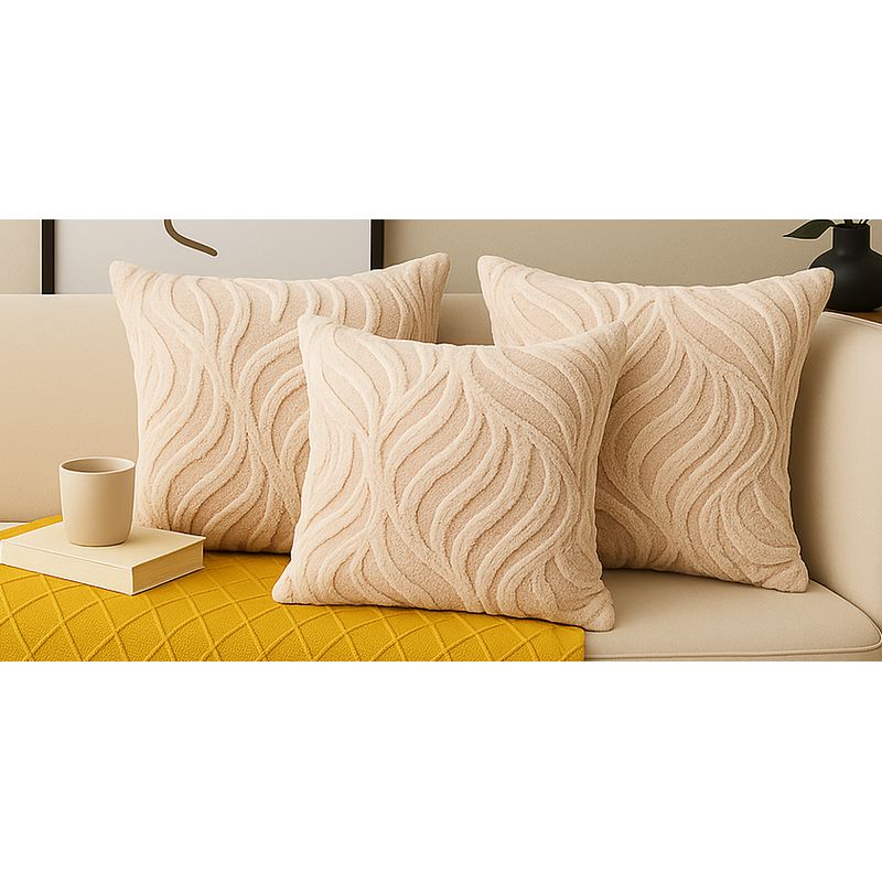 ALTERNATIVE - Pack 3Fundas Beige Textura Aterciopelada Relieve 644.