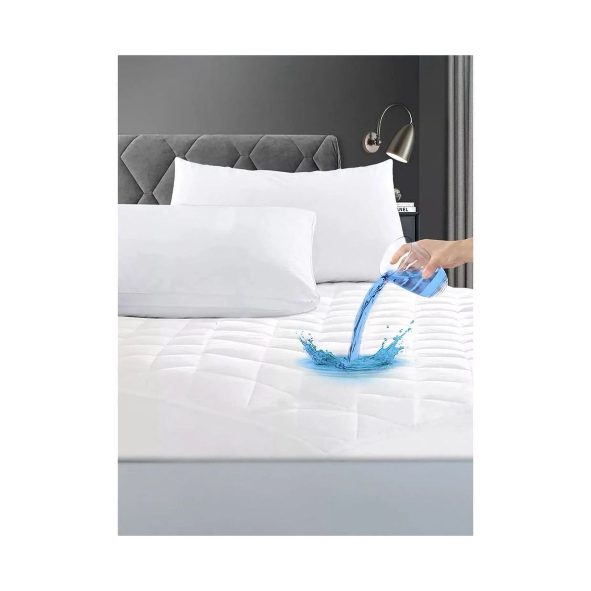 GENERICO - Cubre Colchon Protector Impermeable Elasticos - Blanco - 1,5 plazas